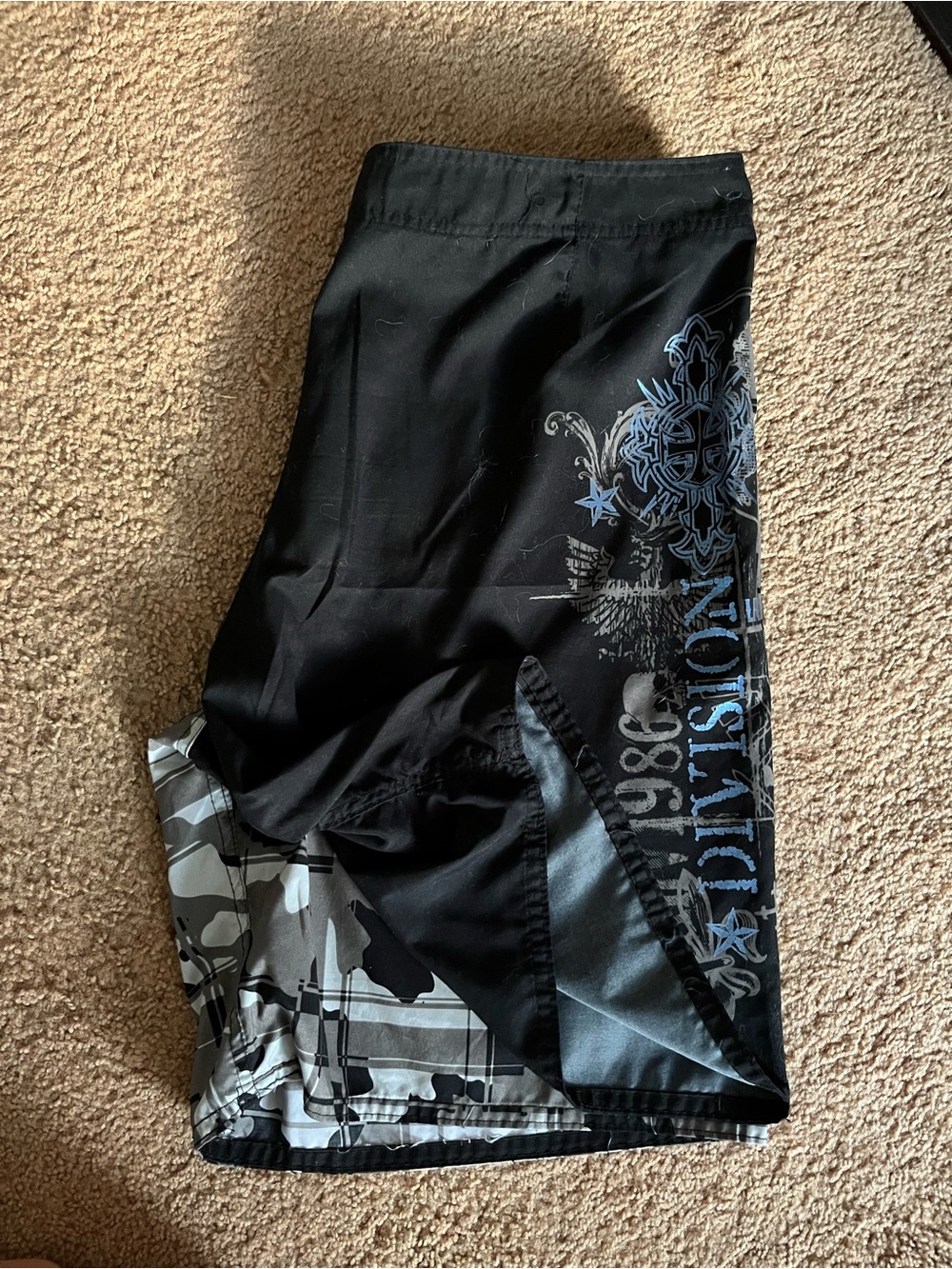 Joe Boxer Black Swim Board Shorts with Blue Graphic